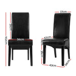 Artiss Dining Chairs Set of 2 Leather Parsons Chair Black - Furniture > Bar Stools & Chairs > Table & Bar Stools