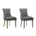 Artiss Dining Chairs Set of 2 Linen French Provincial Grey - Furniture > Dining > Dining Set