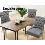 Artiss Dining Chairs Set of 2 Linen French Provincial Grey - Furniture > Dining > Dining Set