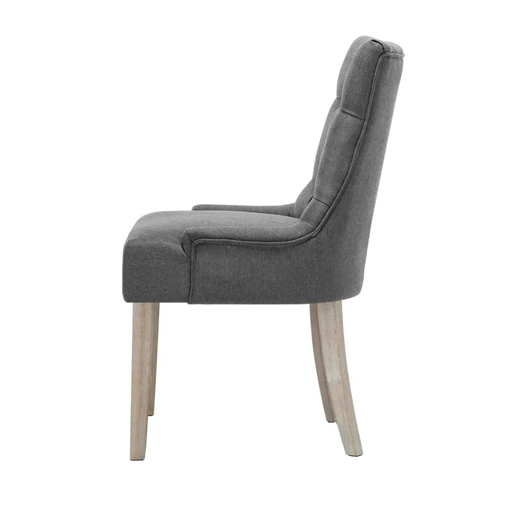 Artiss Dining Chairs Set of 2 Linen French Provincial Grey - Furniture > Dining > Dining Set