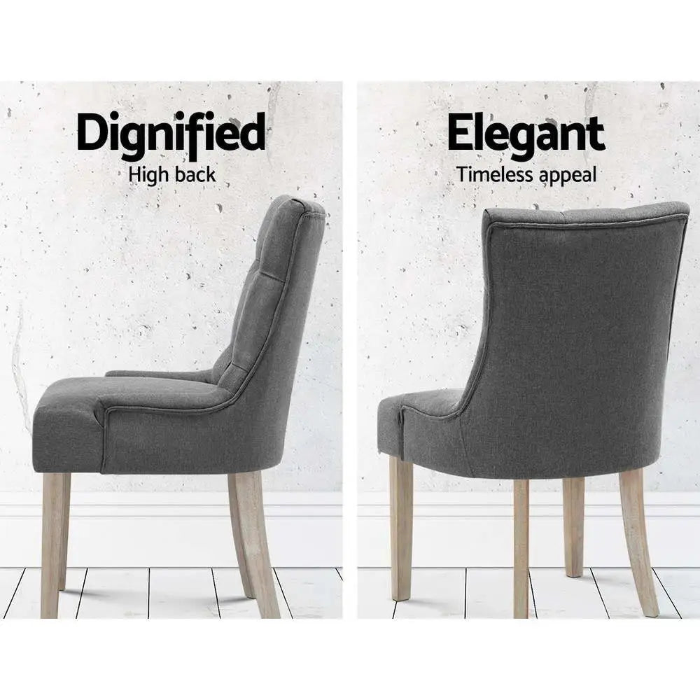 Artiss Dining Chairs Set of 2 Linen French Provincial Grey - Furniture > Dining > Dining Set