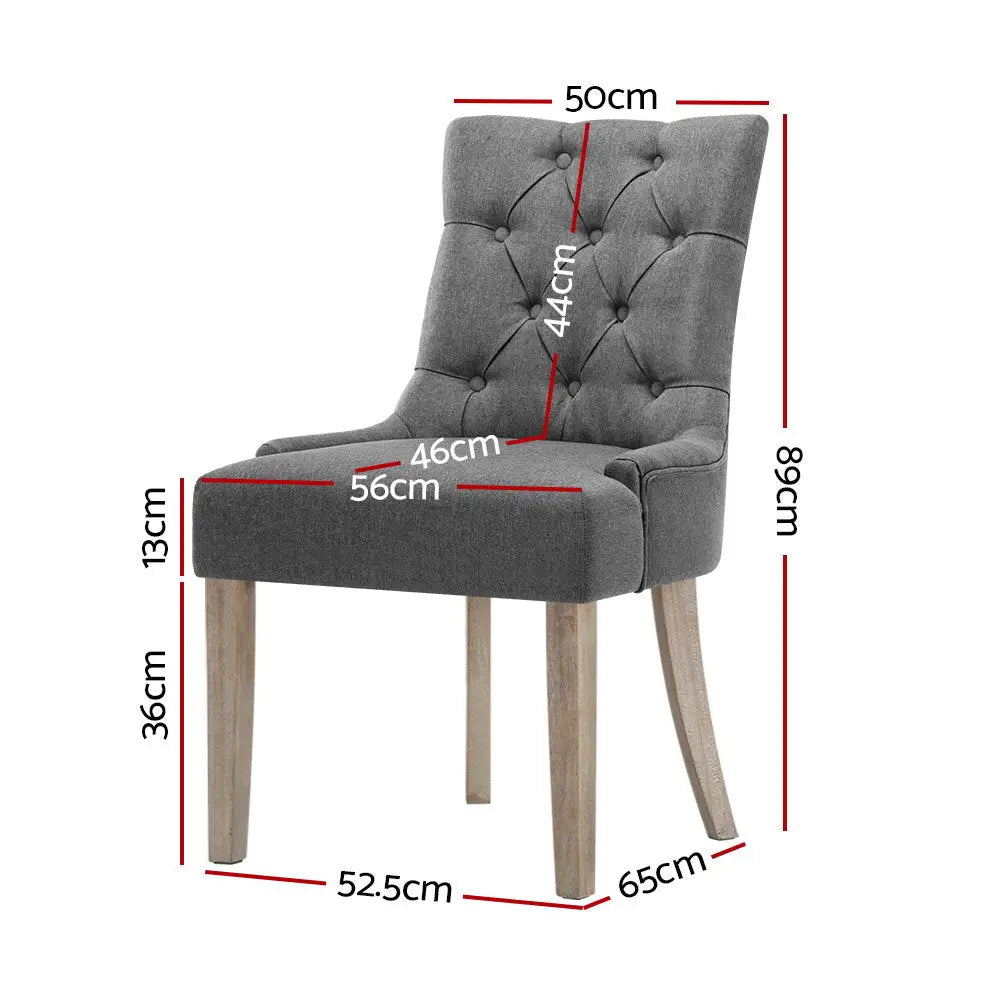 Artiss Dining Chairs Set of 2 Linen French Provincial Grey - Furniture > Dining > Dining Set