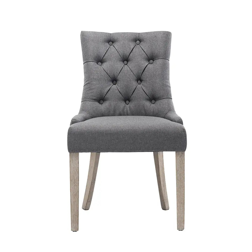 Artiss Dining Chairs Set of 2 Linen French Provincial Grey - Furniture > Dining > Dining Set