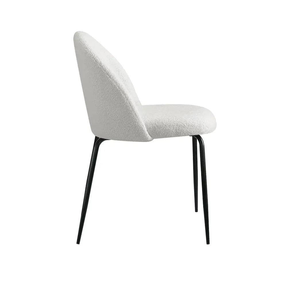 Artiss Dining Chairs Set of 2 Sherpa Boucle White - Furniture > Dining > Dining Set