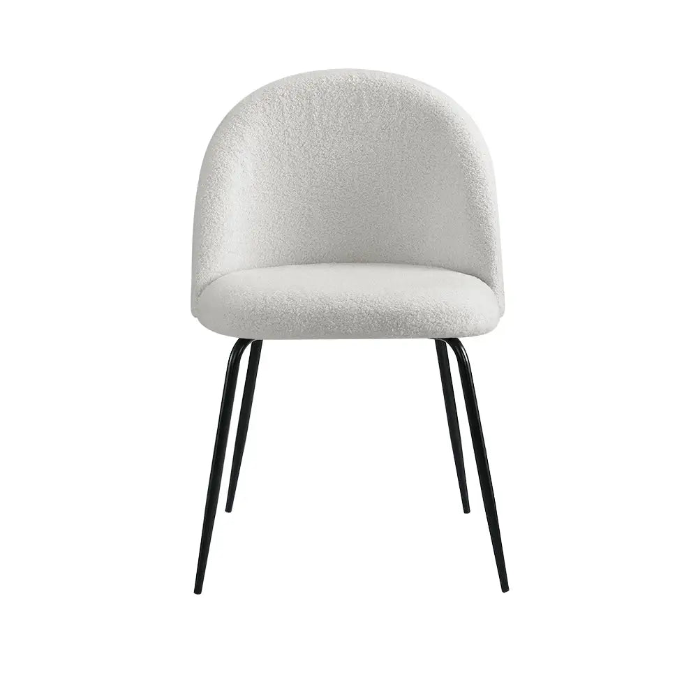 Artiss Dining Chairs Set of 2 Sherpa Boucle White - Furniture > Dining > Dining Set