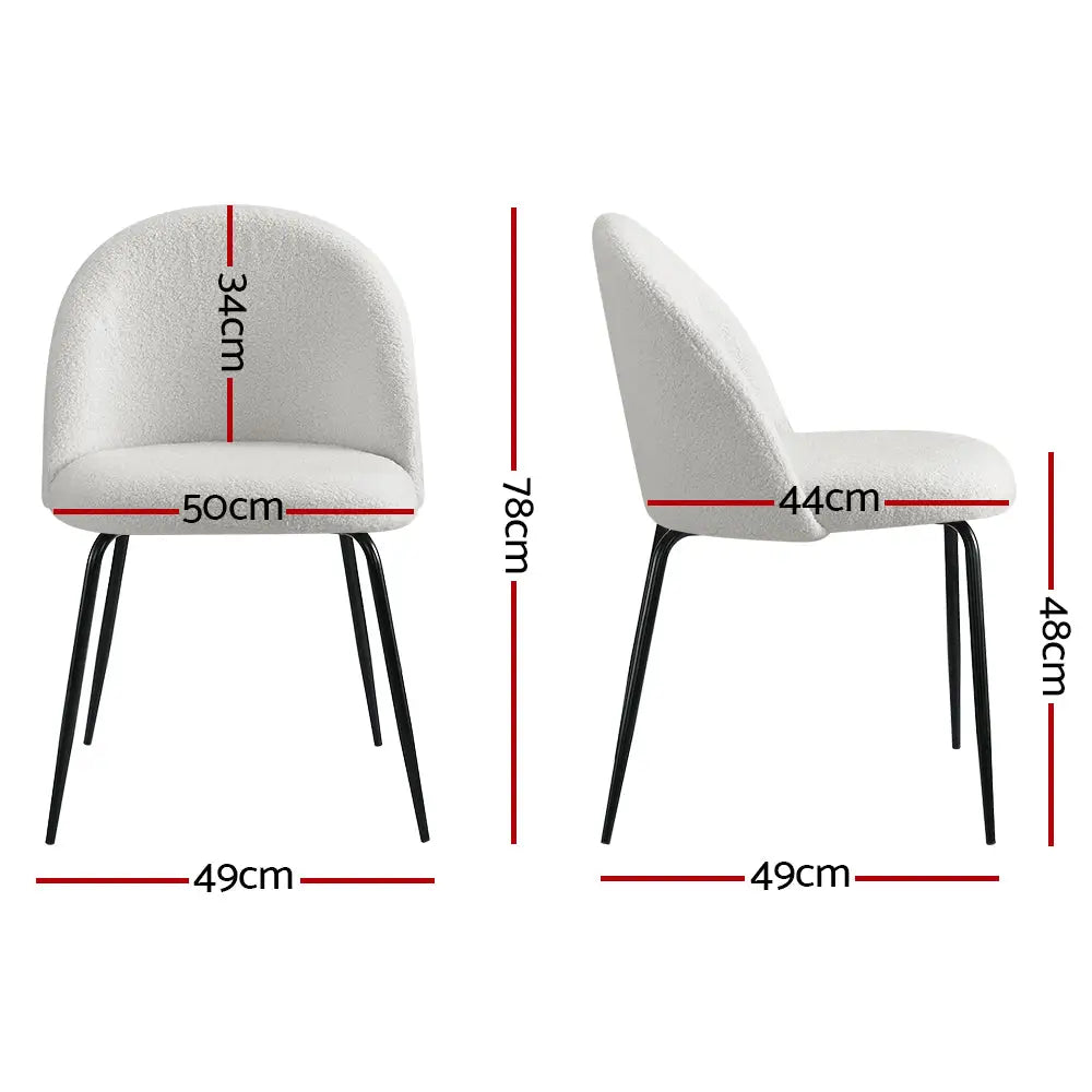 Artiss Dining Chairs Set of 2 Sherpa Boucle White - Furniture > Dining > Dining Set