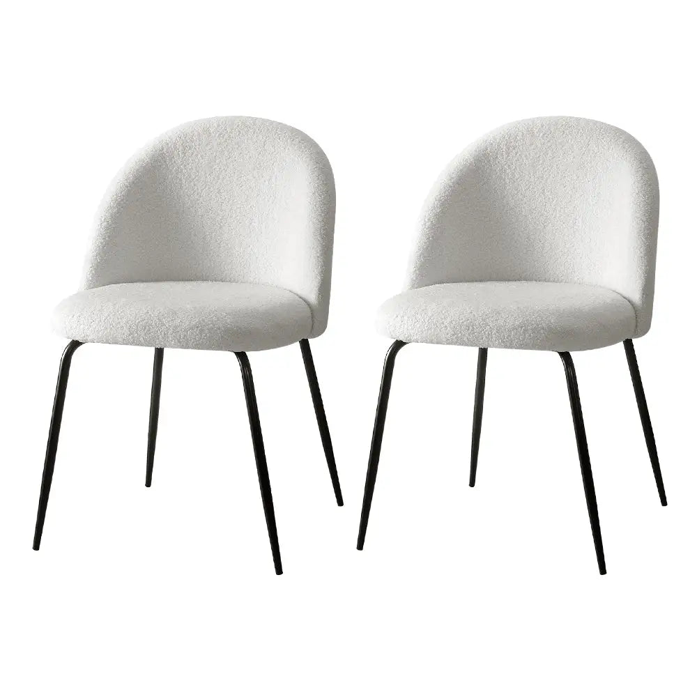 Artiss Dining Chairs Set of 2 Sherpa Boucle White - Furniture > Dining > Dining Set
