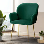 Artiss Dining Chairs Set of 2 Velevt Green Kynsee - Furniture > Living Room