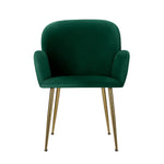 Artiss Dining Chairs Set of 2 Velevt Green Kynsee - Furniture > Living Room