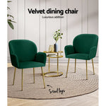 Artiss Dining Chairs Set of 2 Velevt Green Kynsee - Furniture > Living Room
