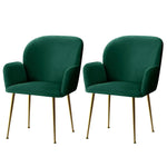 Artiss Dining Chairs Set of 2 Velevt Green Kynsee - Furniture > Living Room