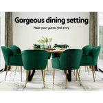 Artiss Dining Chairs Set of 2 Velevt Green Kynsee - Furniture > Living Room