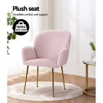 Artiss Dining Chairs Set of 2 Velevt Pink Kynsee - Furniture > Living Room