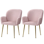 Artiss Dining Chairs Set of 2 Velevt Pink Kynsee - Furniture > Living Room