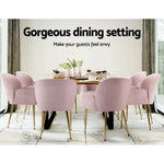 Artiss Dining Chairs Set of 2 Velevt Pink Kynsee - Furniture > Living Room