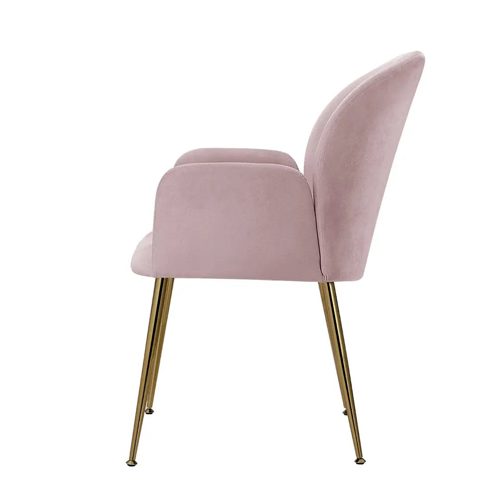 Artiss Dining Chairs Set of 2 Velevt Pink Kynsee - Furniture > Living Room