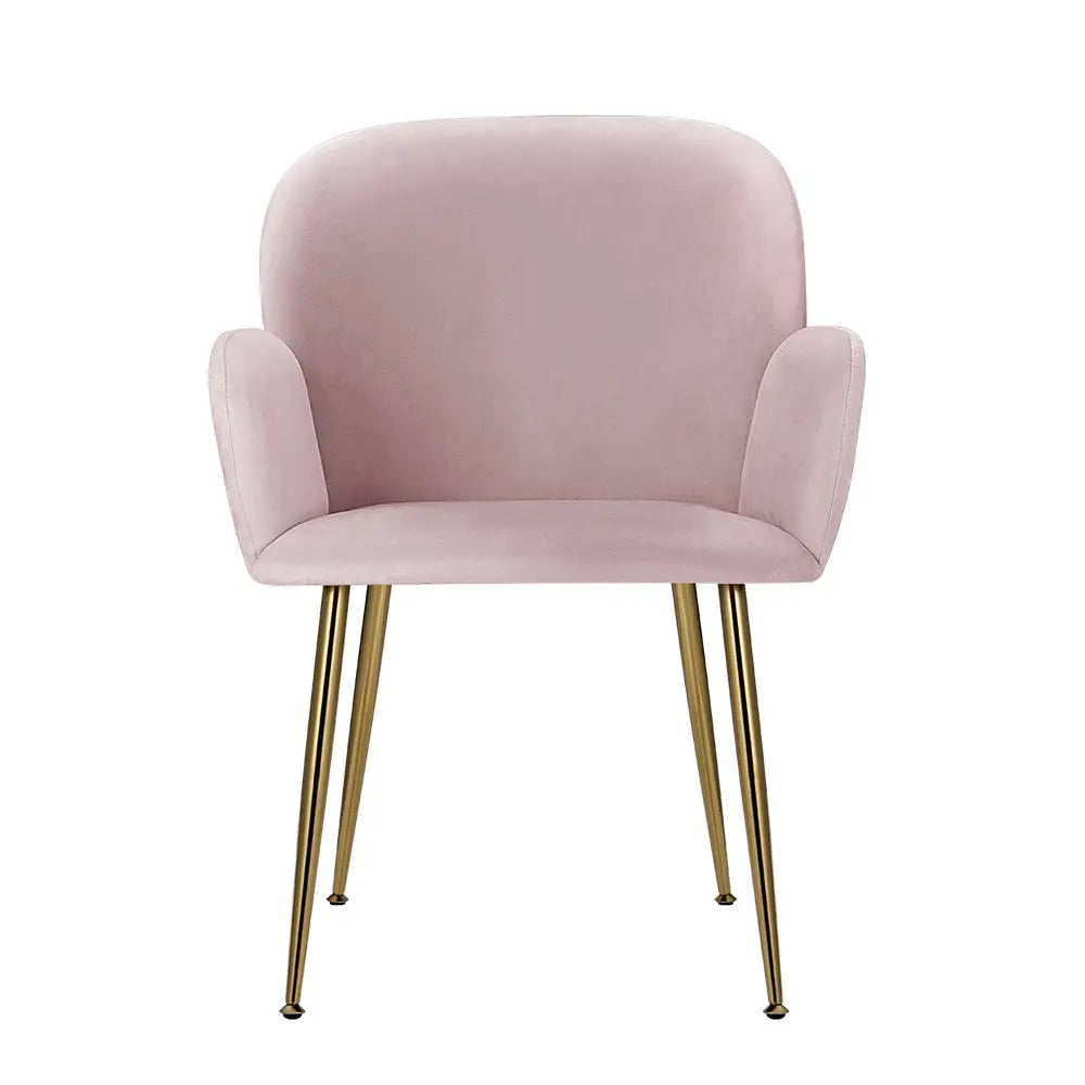 Artiss Dining Chairs Set of 2 Velevt Pink Kynsee - Furniture > Living Room