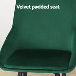 Artiss Dining Chairs Set of 2 Velvet Swivel Base Green - Furniture > Outdoor > Outdoor Chairs