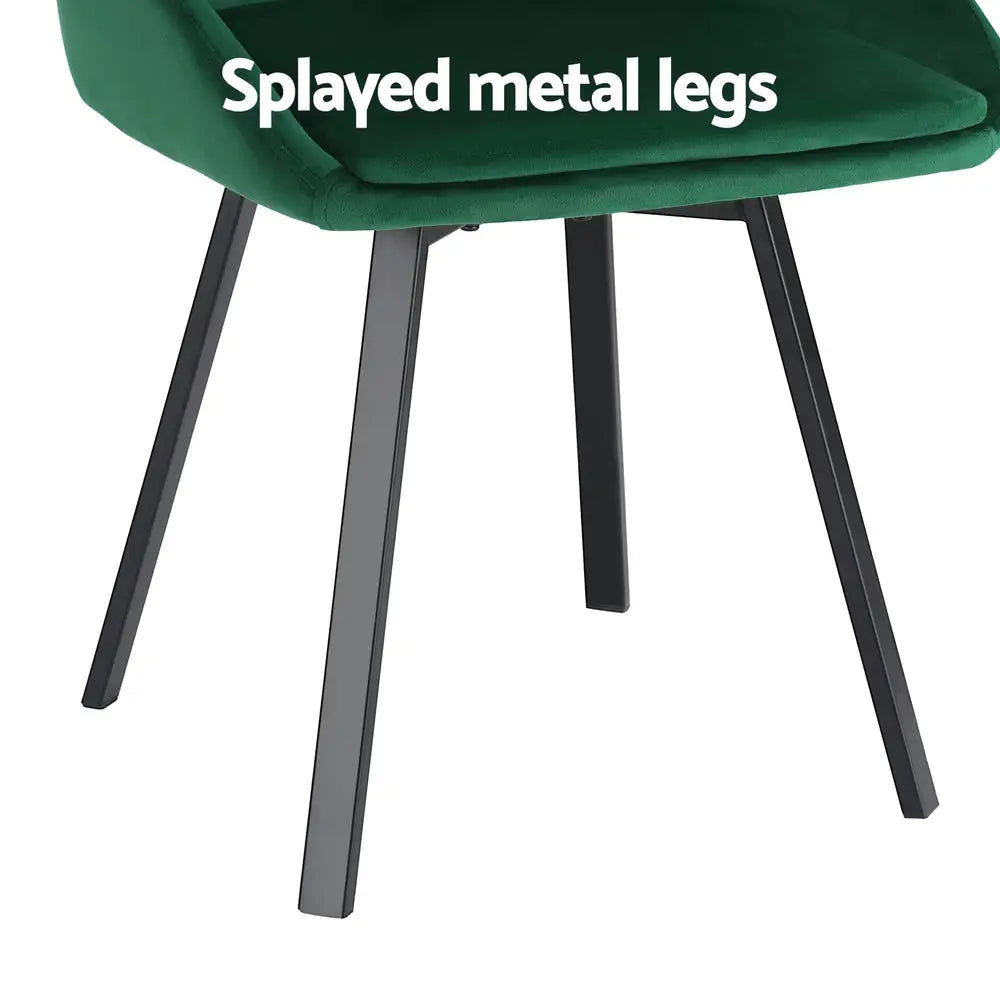 Artiss Dining Chairs Set of 2 Velvet Swivel Base Green - Furniture > Outdoor > Outdoor Chairs