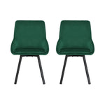 Artiss Dining Chairs Set of 2 Velvet Swivel Base Green - Furniture > Outdoor > Outdoor Chairs