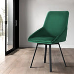 Artiss Dining Chairs Set of 2 Velvet Swivel Base Green - Furniture > Outdoor > Outdoor Chairs