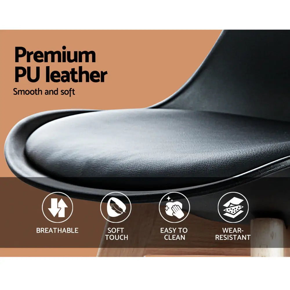 Artiss Dining Chairs Set of 4 Black Leather DSW - Furniture > Dining