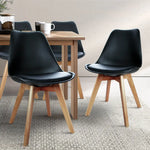Artiss Dining Chairs Set of 4 Black Leather DSW - Furniture > Dining