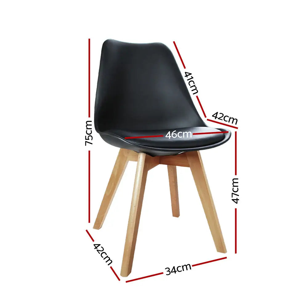 Artiss Dining Chairs Set of 4 Black Leather DSW - Furniture > Dining