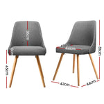 Artiss Dining Chairs Set of 4 Fabric Wooden Grey - Furniture > Dining > Kitchen & Dining Chairs