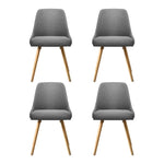 Artiss Dining Chairs Set of 4 Fabric Wooden Grey - Furniture > Dining > Kitchen & Dining Chairs