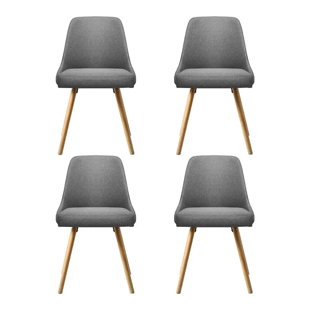 Artiss Dining Chairs Set of 4 Fabric Wooden Grey - Furniture > Dining > Kitchen & Dining Chairs
