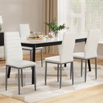 Artiss Dining Chairs Set of 4 Leather Channel Tufted White - Furniture > Dining > Kitchen & Dining Chairs
