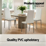 Artiss Dining Chairs Set of 4 Leather Channel Tufted White - Furniture > Dining > Kitchen & Dining Chairs