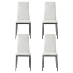 Artiss Dining Chairs Set of 4 Leather Channel Tufted White - Furniture > Dining > Kitchen & Dining Chairs