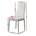 Artiss Dining Chairs Set of 4 Leather Channel Tufted White - Furniture > Dining > Kitchen & Dining Chairs