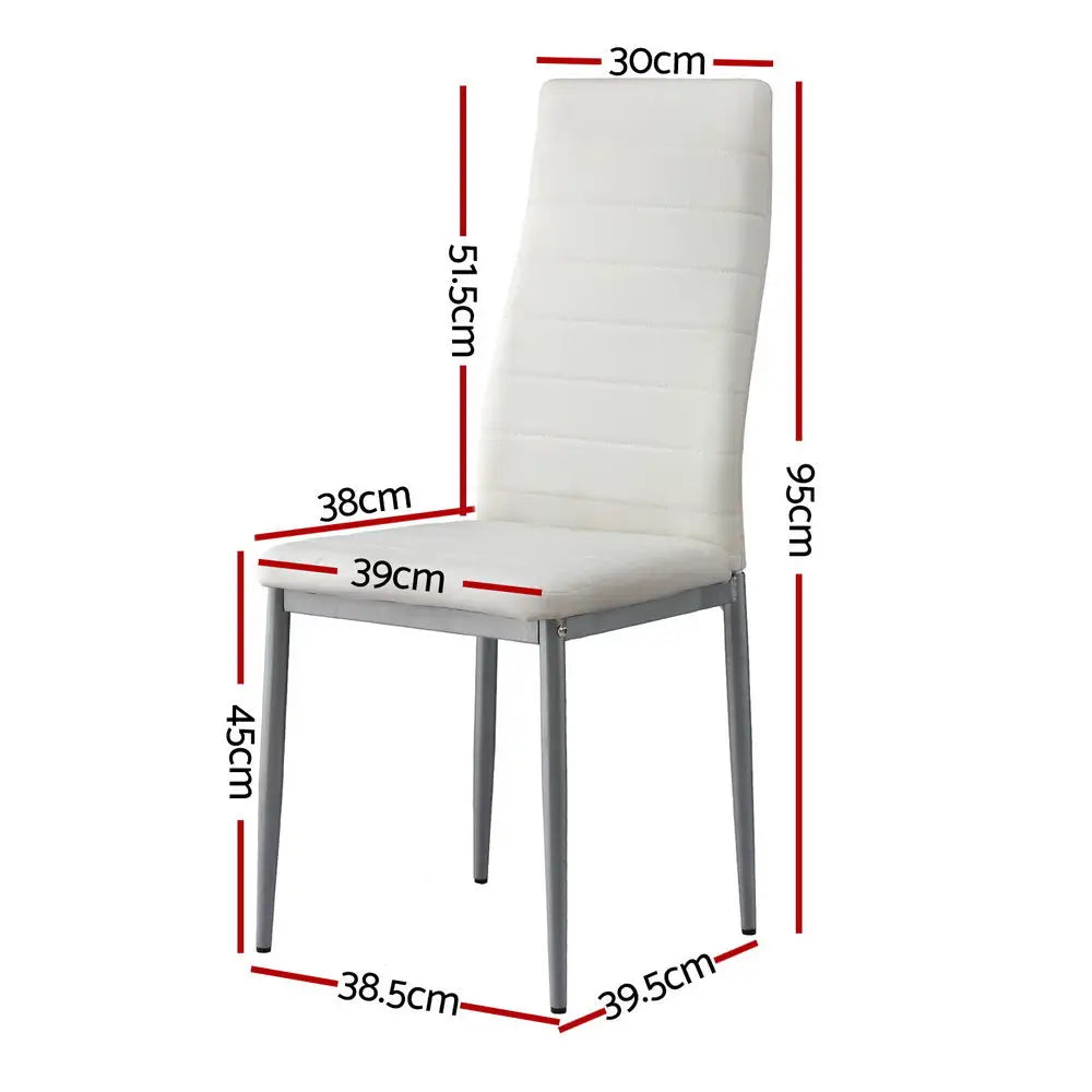 Artiss Dining Chairs Set of 4 Leather Channel Tufted White - Furniture > Dining > Kitchen & Dining Chairs