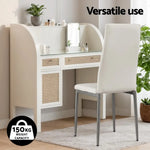 Artiss Dining Chairs Set of 4 Leather Channel Tufted White - Furniture > Dining > Kitchen & Dining Chairs