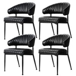 Artiss Dining Chairs Set of 4 Leather Hollow Armchair Black - Furniture > Dining > Kitchen & Dining Chairs