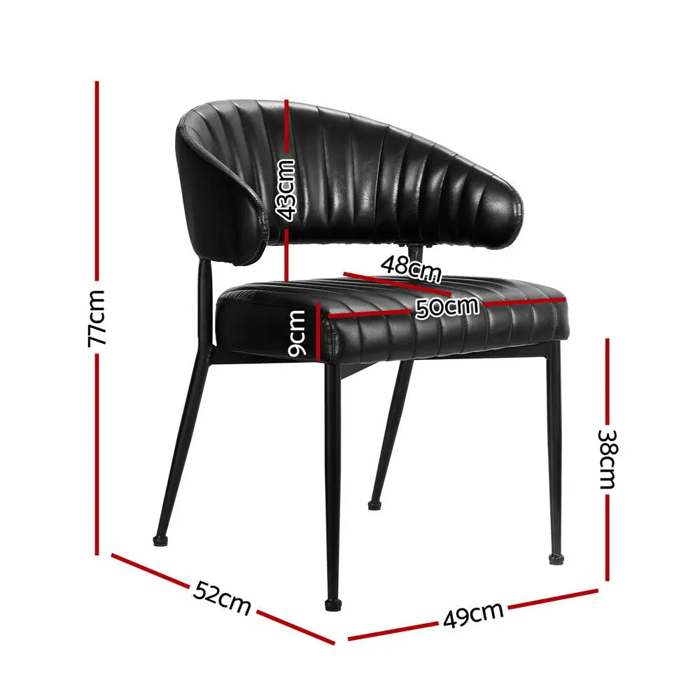 Artiss Dining Chairs Set of 4 Leather Hollow Armchair Black - Furniture > Dining > Kitchen & Dining Chairs