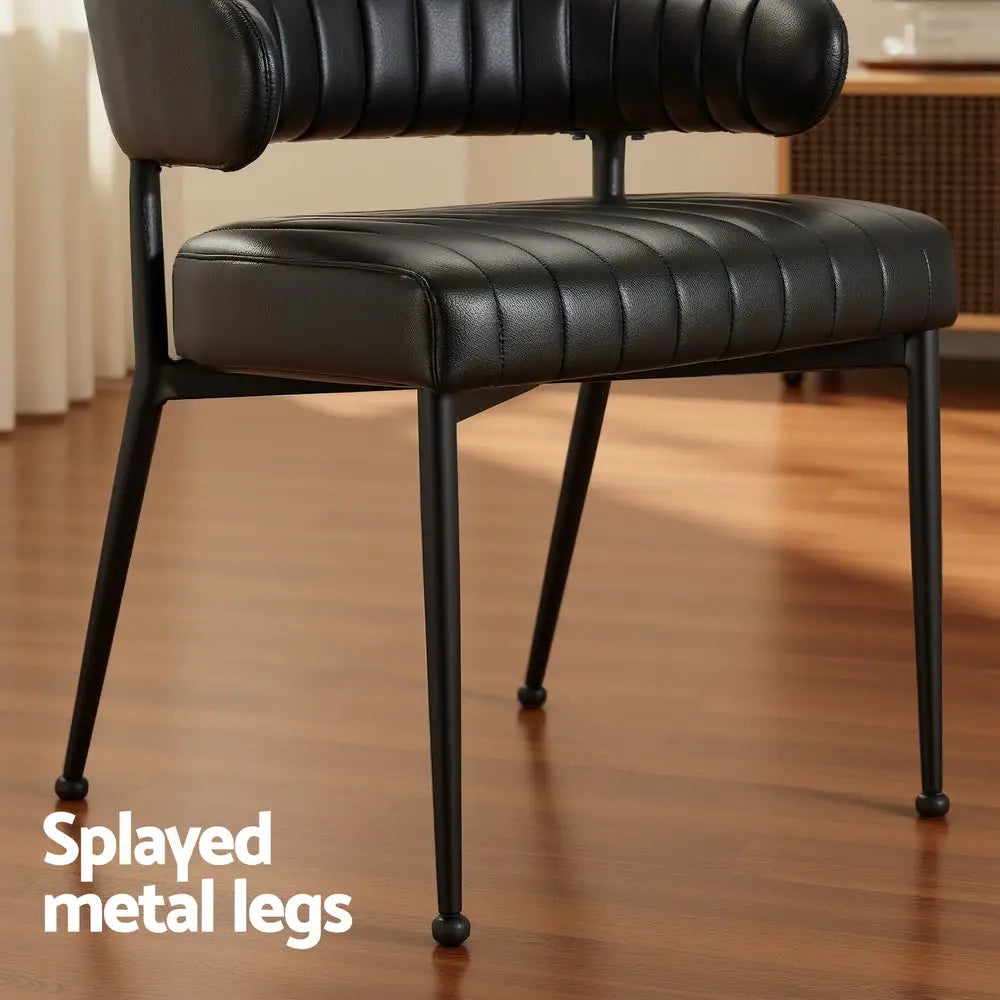Artiss Dining Chairs Set of 4 Leather Hollow Armchair Black - Furniture > Dining > Kitchen & Dining Chairs