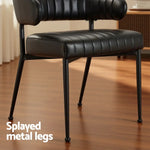 Artiss Dining Chairs Set of 4 Leather Hollow Armchair Black - Furniture > Dining > Kitchen & Dining Chairs