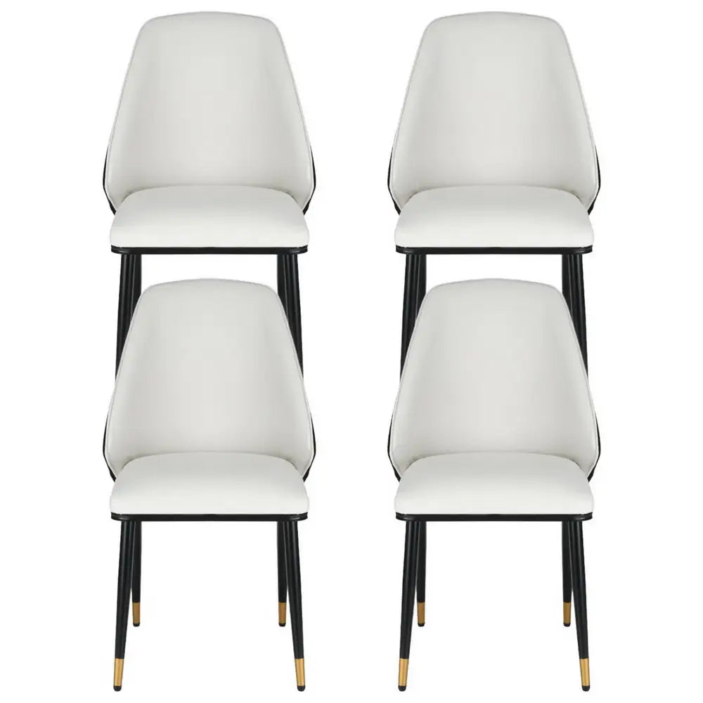 Artiss Dining Chairs Set of 4 Leather Seat Beige and Black - Furniture > Dining > Kitchen & Dining Chairs