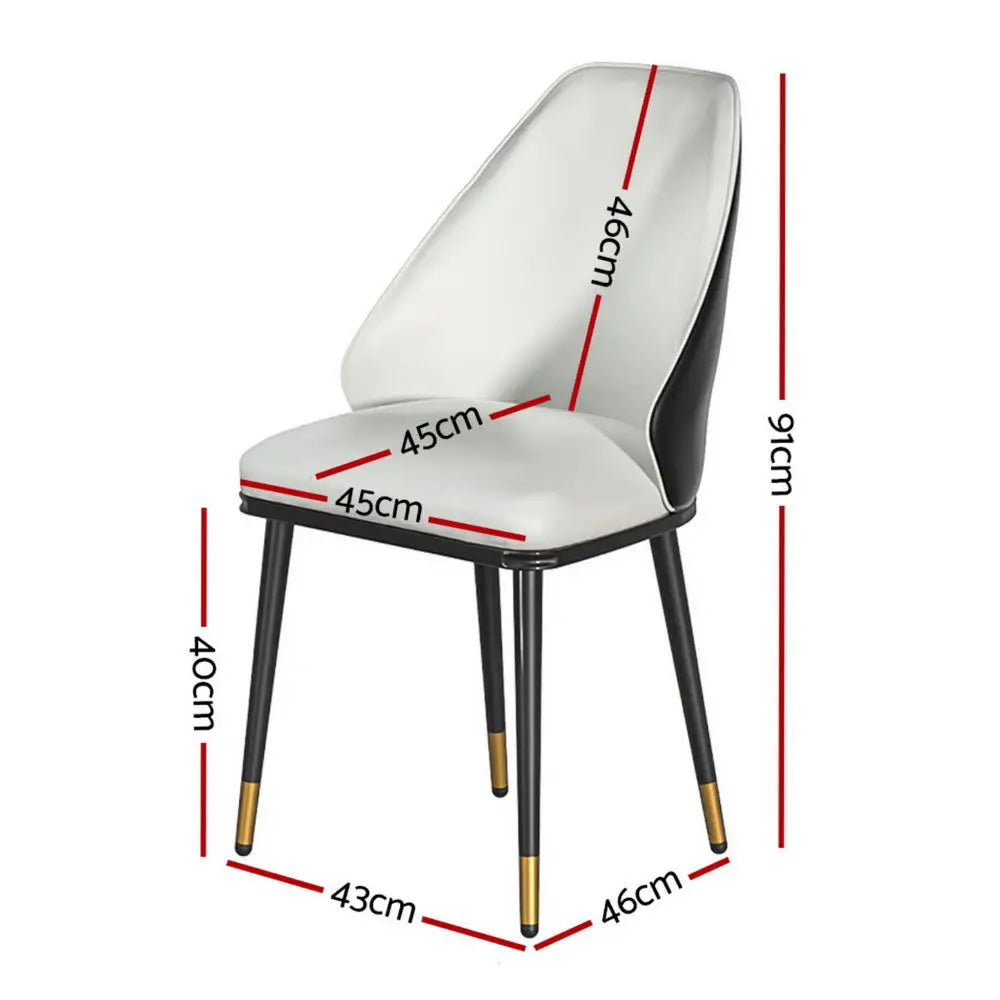 Artiss Dining Chairs Set of 4 Leather Seat Beige and Black - Furniture > Dining > Kitchen & Dining Chairs
