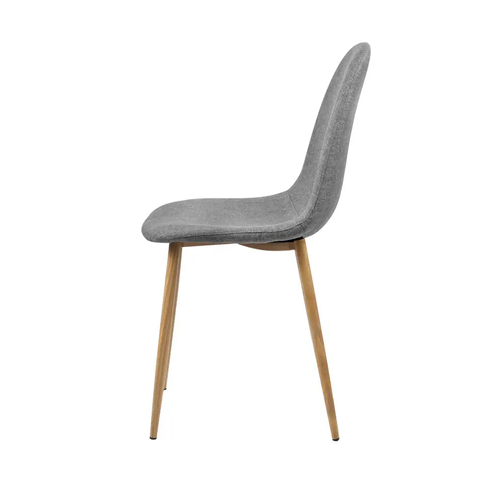 Artiss Dining Chairs Set of 4 Linen Curved Slope Grey - Furniture > Dining > Dining Set