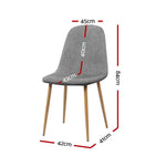 Artiss Dining Chairs Set of 4 Linen Curved Slope Grey - Furniture > Dining > Dining Set