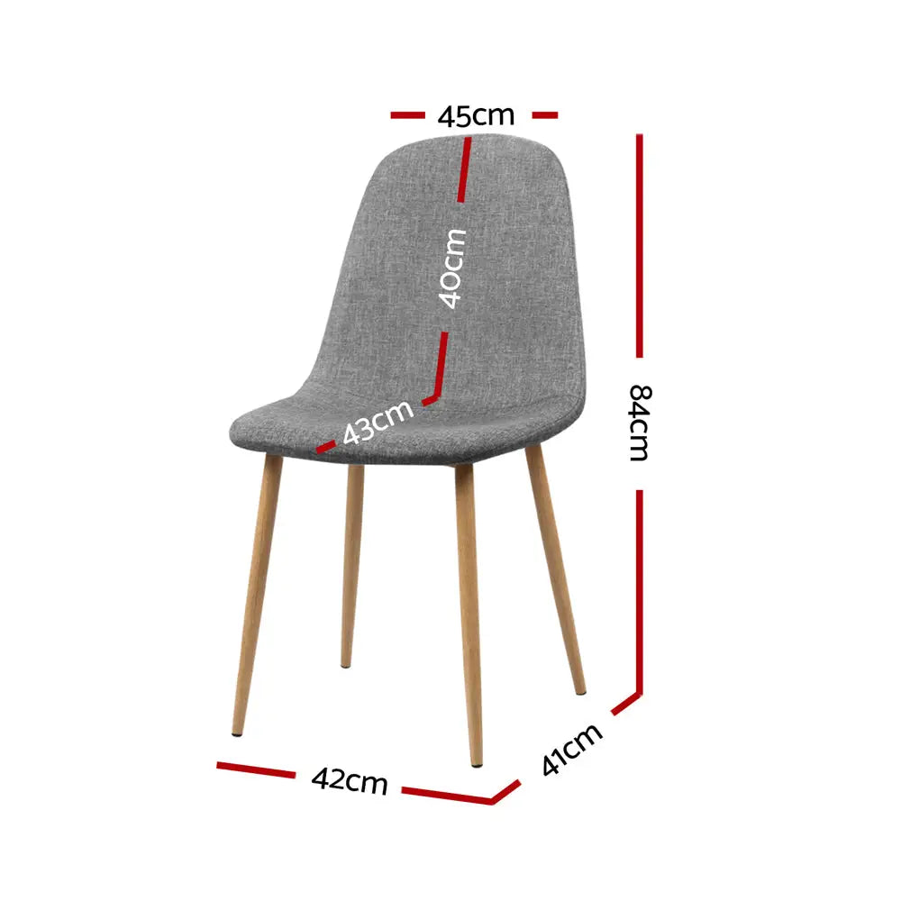 Artiss Dining Chairs Set of 4 Linen Curved Slope Grey - Furniture > Dining > Dining Set