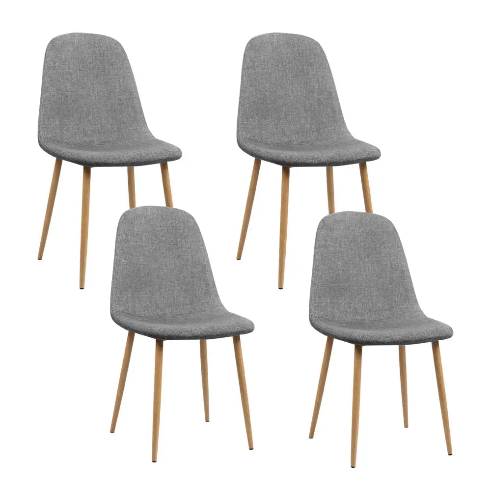 Artiss Dining Chairs Set of 4 Linen Curved Slope Grey - Furniture > Dining > Dining Set