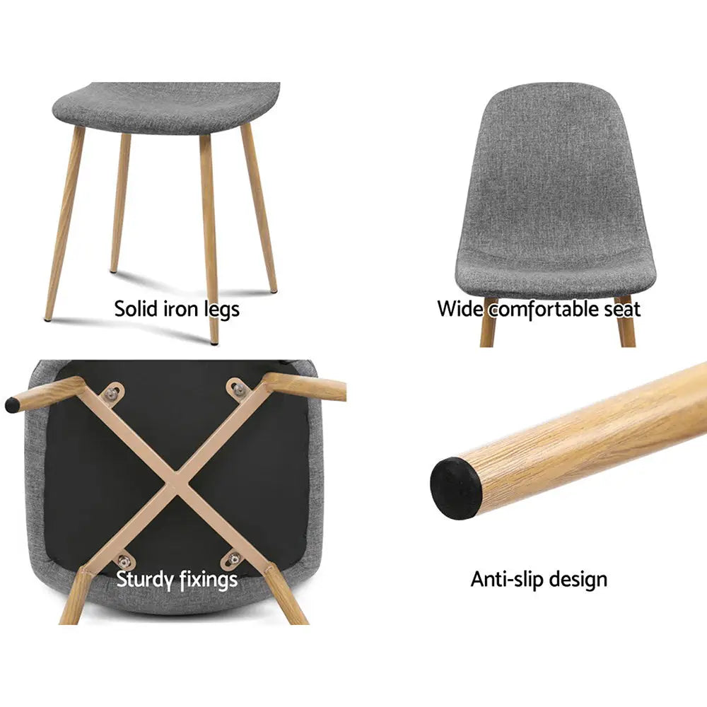 Artiss Dining Chairs Set of 4 Linen Curved Slope Grey - Furniture > Dining > Dining Set