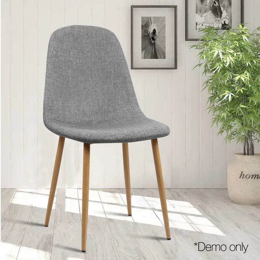 Artiss Dining Chairs Set of 4 Linen Curved Slope Grey - Furniture > Dining > Dining Set