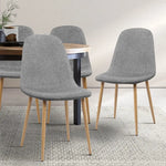 Artiss Dining Chairs Set of 4 Linen Curved Slope Grey - Furniture > Dining > Dining Set